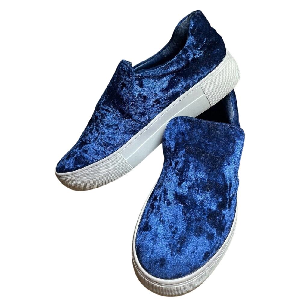 J Slides Blue Velvet Slip on Shoes‎ Women's Size 7